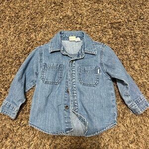 Kids Blue Denim Button Down Shirt